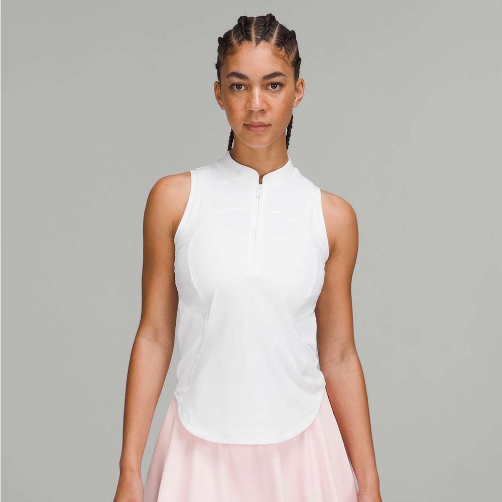NWT Lululemon Size 4 Front Zip Mock-Neck Tennis Tank Top White